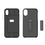 Wholesale Apple iPhone XS / X Cabin Carbon Style Stand Case (Black)